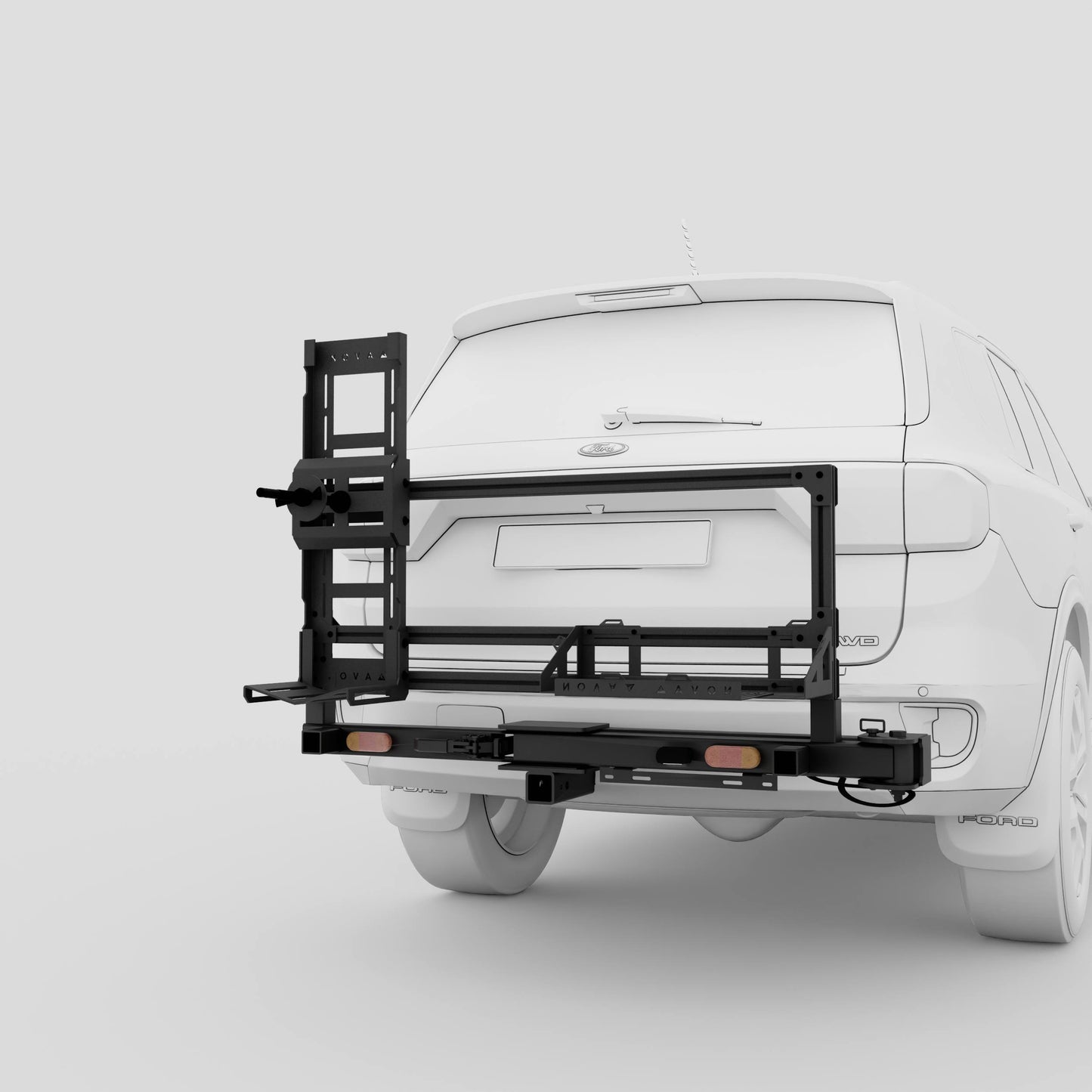 Novaa Base Station showing jerry can and tyre combo on SUV