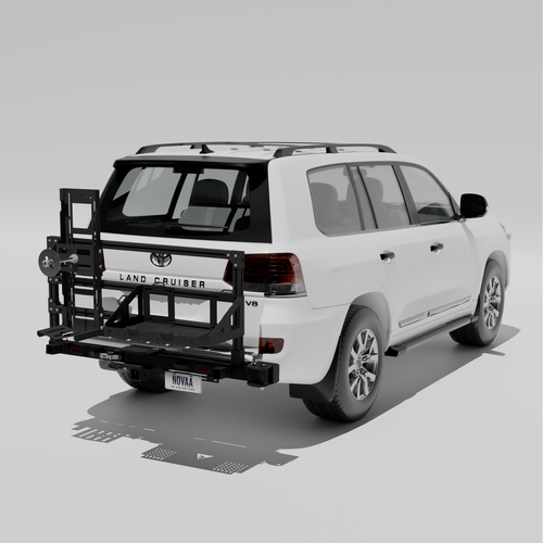 White Toyota Land Cruiser with a black bumper on a gray background