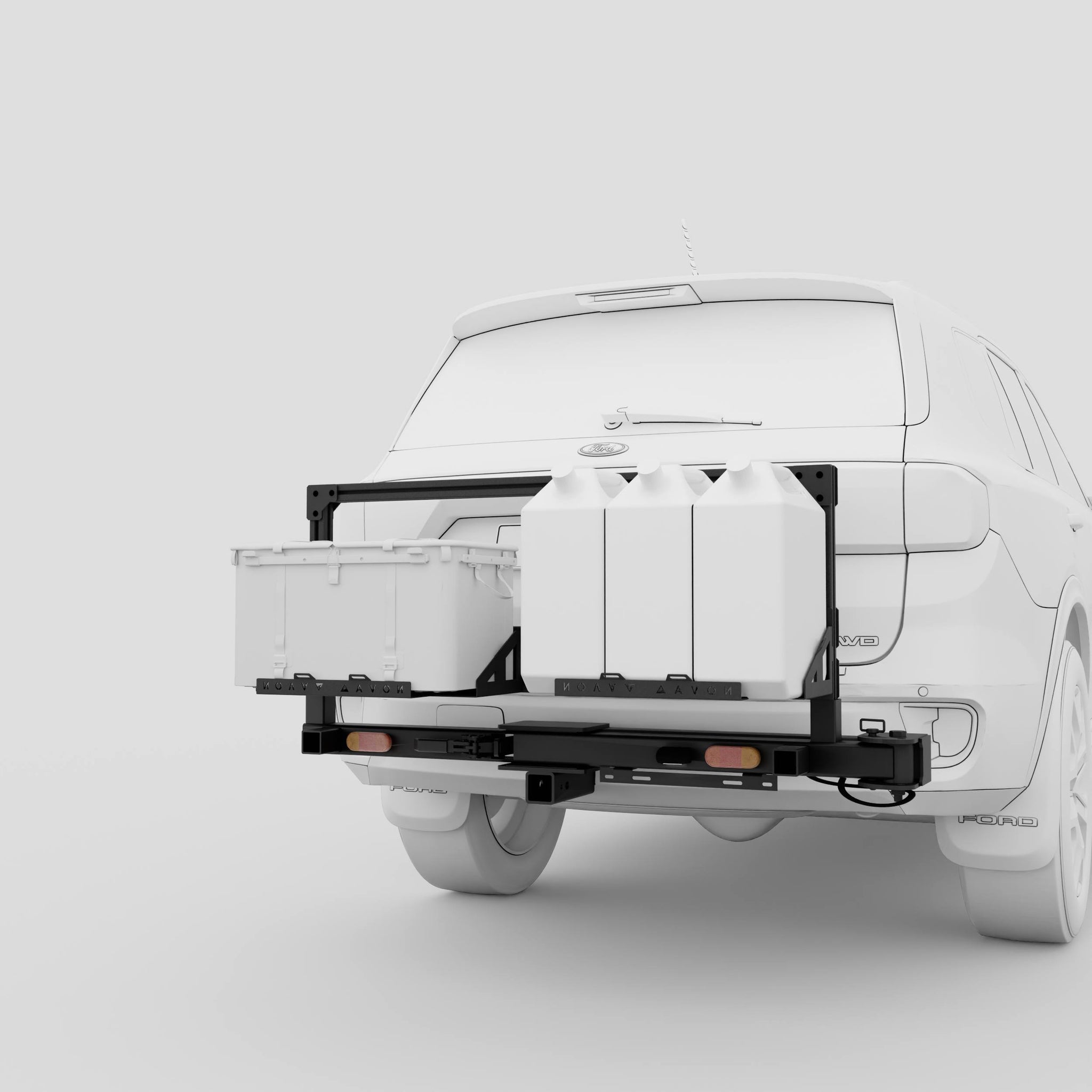 Dual cargo carrier Base Station mounted on 4WD swing away hitch