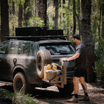 Aussie-designed swing away system with dual racks for 4WD camping