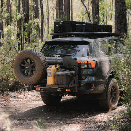 Novaa Base Station with swing arm, cargo carrier, and wheel holder fitted