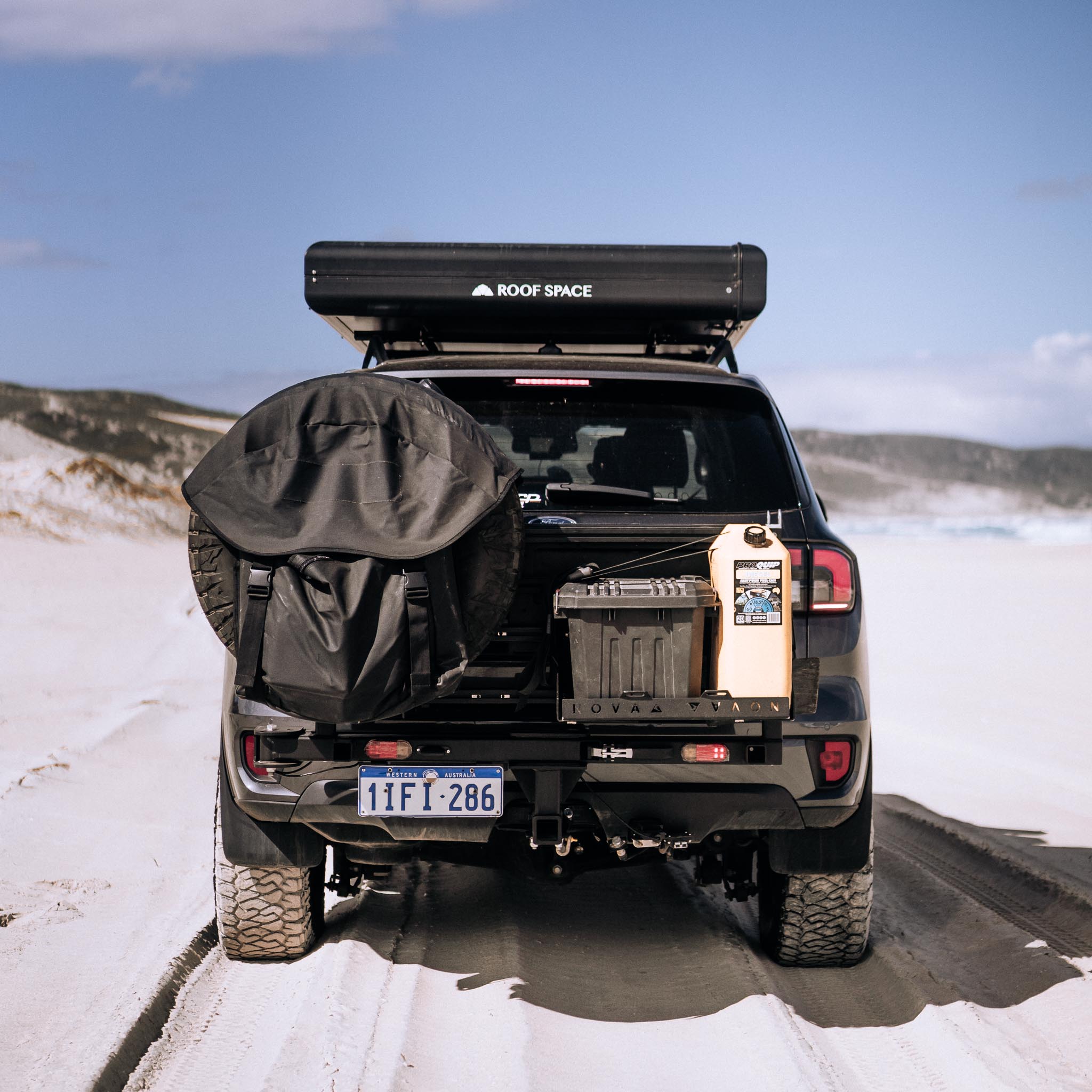 4x4 Base Station loaded with camp gear ready for off-road trip